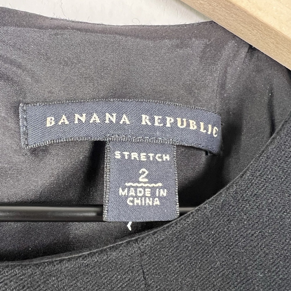 Banana Republic Black Wool Silk Trim Sleeveless Sheath Dress‎ Size 2 Stretch - Picture 8 of 10